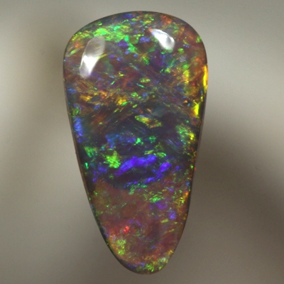 SOLID BLACK OPAL Bright sparkles of red and orange with green and blue